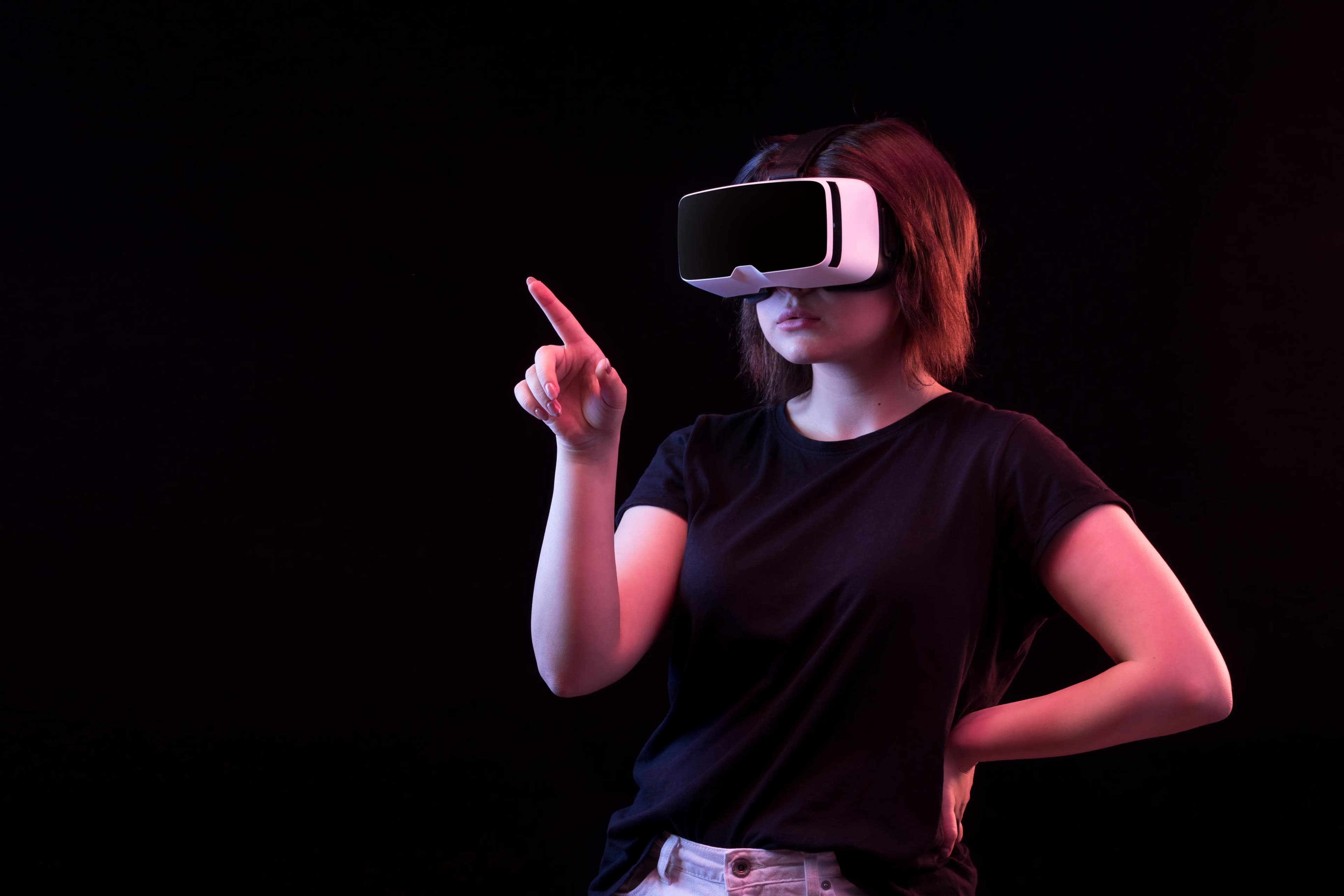 AI-powered growth ecosystem — woman experiencing next-generation technology